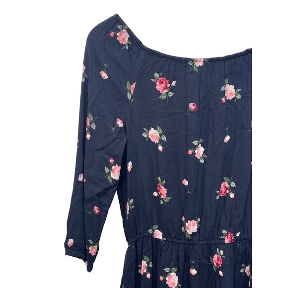 Abercrombie Kids Navy Pink Floral Boho Dress 13/14 3/4 Sleeve Fall Casual - Picture 9 of 14